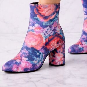 Katy Perry Navy / Multicolor Floral Velvet Mayari Booties